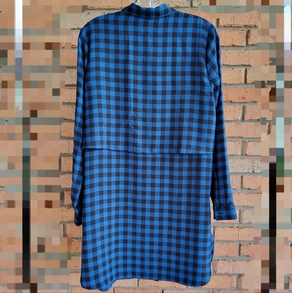 J.Jill. Blue Black Plaid Button Up Long Sleeve Tunic Shirt BlouseTop Size S - Picture 7 of 10